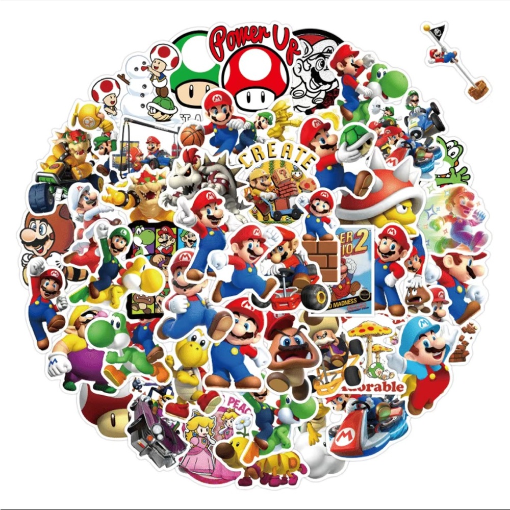 NWT 50 Piece 2.5 Inches Mario Stickers
